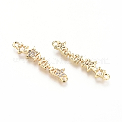 Brass Micro Pave Clear Cubic Zirconia Links Connectors&nbsp;ZIRC-G152-15G