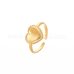 Ion Plating(IP) 304 Stainless Steel Heart Open Cuff Ring for Women&nbsp;RJEW-S405-219G