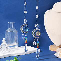 2Pcs Glass Butterfly & Cone Hanging Suncatchers&nbsp;HJEW-TADJ0021
