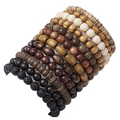 12Pcs 12 Styles Synthetic Lava Rock Stretch Bracelets Sets&nbsp;BJEW-JB10936