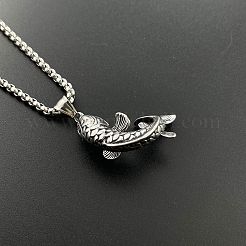 Stylish 304 Stainless Steel Fish Pendant Necklace for Men's Hip-hop Fish Jewelry&nbsp;ZT2227