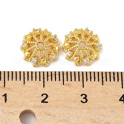 Brass Micro Pave Clear Cubic Zirconia Bead Caps&nbsp;KK-V015-08G-01