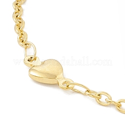 PVD Vacuum Plating 304 Stainless Steel Heart Link Anklet with Cable Chains for Women&nbsp;STAS-E001-18G