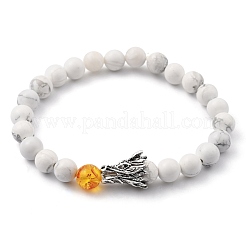 Men's Natural Howlite & Lava Rock Stretch Beaded Bracelets Sets&nbsp;BJEW-JB05429