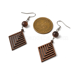 6 Pairs 6 Styles Natural Walnut Wood Dangle Earrings for Women&nbsp;EJEW-JE06101