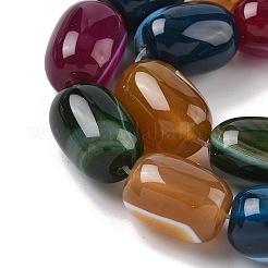 Natural Banded Agate/Striped Agate(Dyed & Heated) Beads Strands&nbsp;G-H324-01E