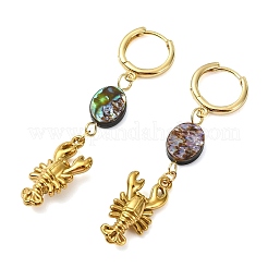 Ocean 304 Stainless Steel and Paua Shell Dangle Earrings&nbsp;EJEW-JE07109-01