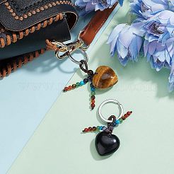 2Pcs 2 Style Natural Gemstone Keychain&nbsp;KEYC-CA0001-21