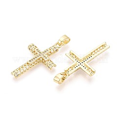 Religion Brass Micro Pave Clear Cubic Zirconia Pendants&nbsp;KK-T080-51G