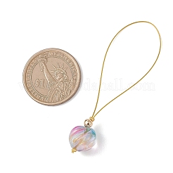 Baking Paint Golden Metal Enlaced Glass Pendant Decorations&nbsp;HJEW-JM04636