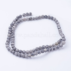 Natural Map Stone/Picasso Stone/Picasso Jasper Bead Strands&nbsp;G-G735-27F-4mm