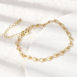 Brass Teardrop Link Chain Bracelets for Women&nbsp;BJEW-F531-04G