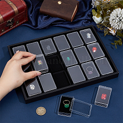 18Pcs Rectangle Plastic Loose Diamond Small Cases with Sponge Inside and Black PU Leather Trays&nbsp;CON-WH0001-51A