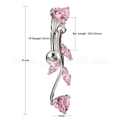 Branch Brass Cubic Zirconia Navel Rings&nbsp;AJEW-EE0001-03B