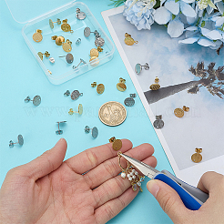 32Pcs 16 Style Ion Plating(IP) 304/201 Stainless Steel Stud Earring Findings&nbsp;STAS-ME0001-38