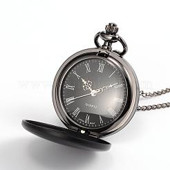 Flat Round Alloy Quartz Pocket Watches&nbsp;WACH-N039-04B-B