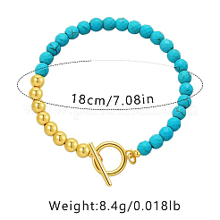 Synthetic Turquoise & Brass Round Beaded Bracelets for Women&nbsp;EH2612