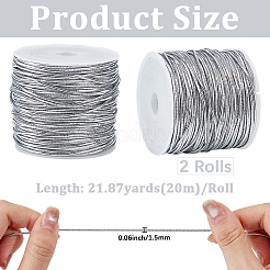 2 Rolls Polyester Metallic Elastic Round Cord&nbsp;OCOR-CY0003-50B