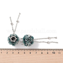 Handmade Flower Polymer Clay Rhinestone Tassel Dangle Beads&nbsp;CLAY-H003-02P-01