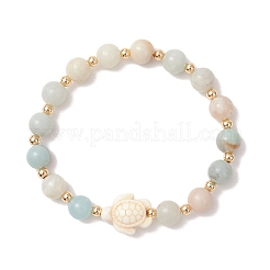 Natural Flower Amazonite & Synthetic Turquoise Stretch Bracelets&nbsp;BJEW-JB13474