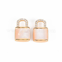 Brass Micro Pave Clear Cubic Zirconia Charms&nbsp;KK-T062-159G-NF