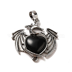 Natural Obsidian Heart Pendants&nbsp;KK-K331-01AS-05