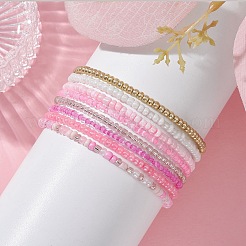 8Pcs 8 Color Glass Seed Beaded Stretch Bracelets Set for Women&nbsp;BJEW-JB09661-01