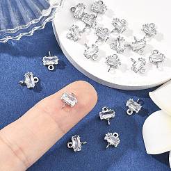 SHEGRACE Brass Pave Cubic Zirconia Rectangle Connector Charms&nbsp;XGRQ2O062-438A-P