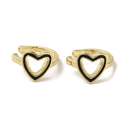 Rack Plating Brass Enamel Heart Cuff Earrings for Women&nbsp;EJEW-C097-15G