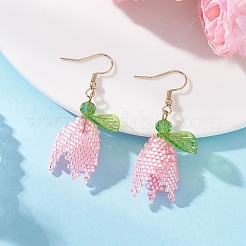Glass Flower Dangle Earrings&nbsp;EJEW-MZ00630
