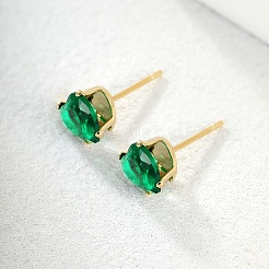 Cute Heart 201 Stainless Steel Cubic Zirconia Stud Earrings&nbsp;AW0516