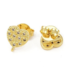 Brass Micro Pave Clear Cubic Zirconia Stud Earring Findings&nbsp;KK-S530-01G-G