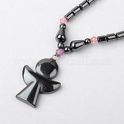 Valentines Day Gift for Boyfriend Non-Magnetic Synthetic Hematite Necklaces&nbsp;NJEW-E002-34
