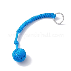 Polyester & Spandex Cord Ropes Braided Wood Ball Keychain&nbsp;KEYC-JKC00588