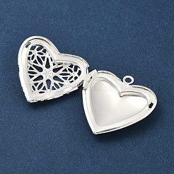 Hollow Heart Brass Locket Pendants&nbsp;KK-K414-12C-S