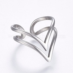 Tarnish Resistant Hollow 304 Stainless Steel Cuff Finger Rings&nbsp;RJEW-H126-46P-19mm