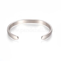 Tarnish Resistant 304 Stainless Steel Cuff Bangles&nbsp;STAS-I110-10-4mm-P