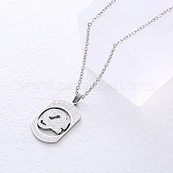 Minimalist 304 Stainless Steel Chinese Rectangle Pendant Necklaces for Women&nbsp;DC3697