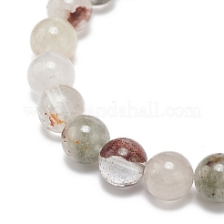 Natural Green Lodolite Quartz/Garden Quartz Round Beaded Stretch Bracelet&nbsp;BJEW-JB08919-02