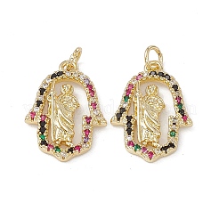 Brass Colorful Cubic Zirconia Pendants&nbsp;KK-E068-VA202-2