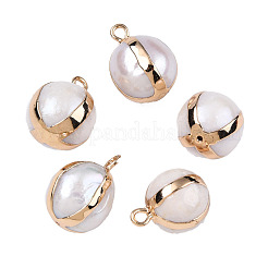 Electroplate Natural Baroque Pearl Keshi Pearl Pendants&nbsp;PEAR-N021-12