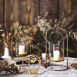 2Pcs 2 Colors Iron Candle Holder&nbsp;AJEW-GA0003-08