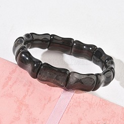 Bamboo Natural Silver Sheen Obsidian Beads Stretch Bracelets for Women Men&nbsp;BJEW-K304-01C