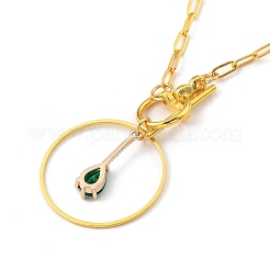 Teardrop Transparent Glass Pendant Necklaces&nbsp;NJEW-JN03038-01