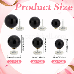 60Pcs 3 Styles Plastic Imitation Pearl Anti-glare Lapel Pins Brooches&nbsp;JEWB-MA0001-04C
