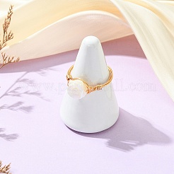 Copper Wired Natural Trochid Shell/Trochus Shell Finger Rings for Women&nbsp;RJEW-JR01054