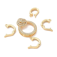 Brass Micro Pave Clear Cubic Zirconia Fold Over Clasps&nbsp;KK-U059-47G