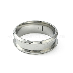 201 Stainless Steel Grooved Finger Ring Settings&nbsp;STAS-TAC0001-10D-P