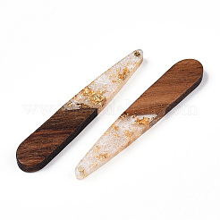 Transparent Resin & Walnut Wood Pendants&nbsp;RESI-N039-69A