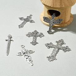 6Pcs 6 Styles Tibetan Style Alloy Cross Pendants&nbsp;FIND-FS0002-57